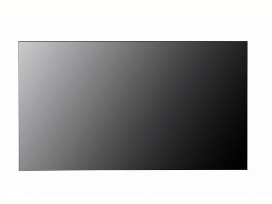Large flat-screen television with a black display, slim black bezel, and minimalist design, shown against a plain white background. Ideal for modern home entertainment setups.