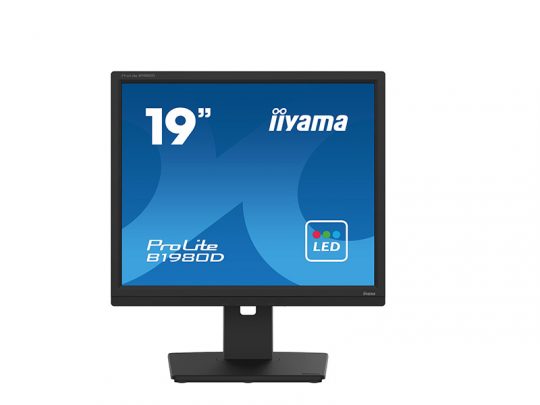 19-inch iiyama ProLite B1980D LED computer monitor with a black frame, shown from the front against a white background. The display screen features the model name and size in bold text.