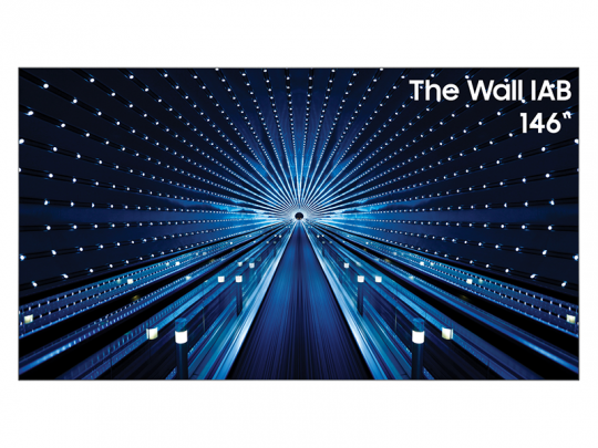 Futuristischer Tunnel mit blauen und weißen Lichtern erzeugt einen Fluchtpunkteffekt; oben rechts steht der Produktname "The Wall IAB 146" (in hochgestellt "in").